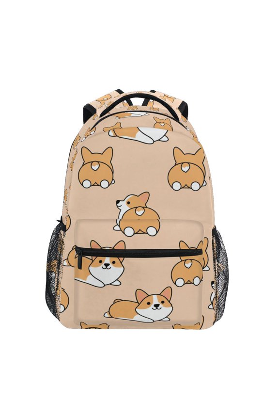 BZSMCE Backpack Schoolbag 15L/18L 2-SIZE Funny Lovely Dog Welsh Pattern Pattern For the Backbags