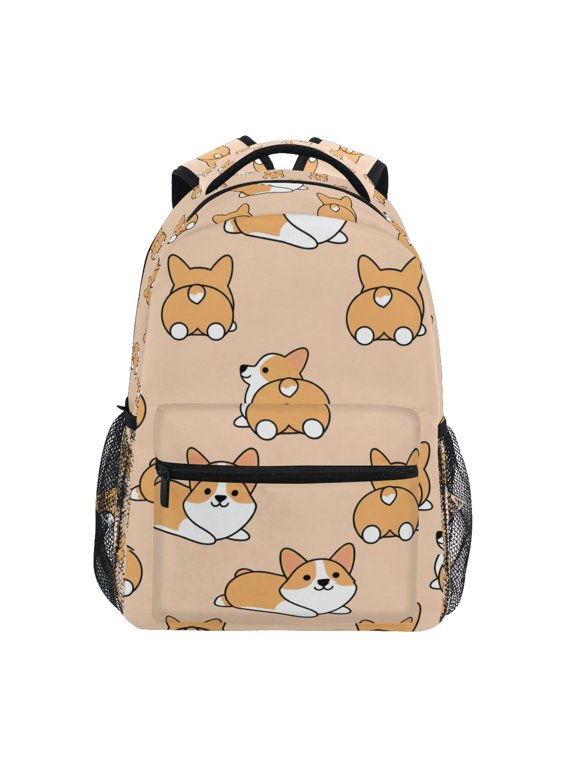 BZSMCE Backpack Schoolbag 15L/18L 2-SIZE Funny Lovely Dog Welsh Pattern Pattern For the Backbags