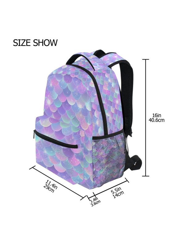 BZSMCE Backpack Schoolbag 15L/18L 2-SIZE Gradient Fish Scales Pattern Pattern For the Backbags