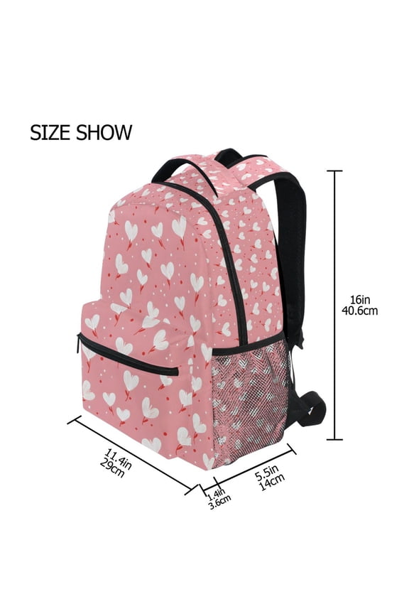 BZSMCE Backpack Schoolbag 15L/18L 2-SIZE Heart Grass Pattern Pattern For the Backbags
