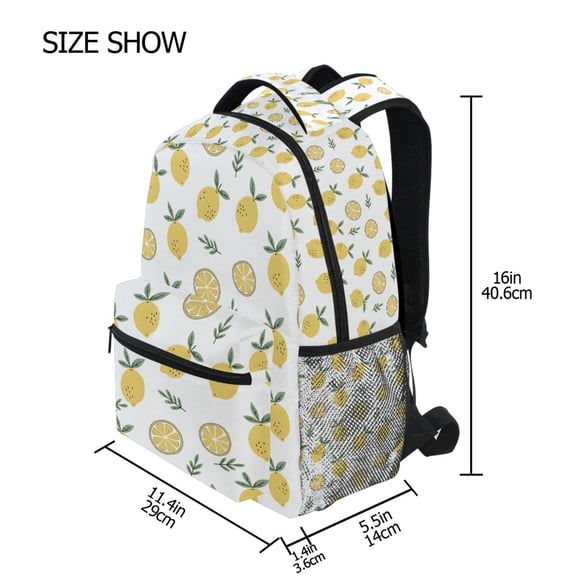 BZSMCE Backpack Schoolbag 15L/18L 2-SIZE Lemon Pattern Pattern For the Backbags