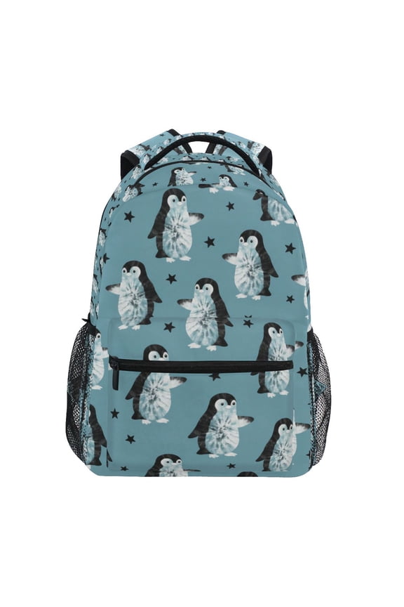 BZSMCE Backpack Schoolbag 15L/18L 2-SIZE Penguins Stars Pattern Pattern For the Backbags