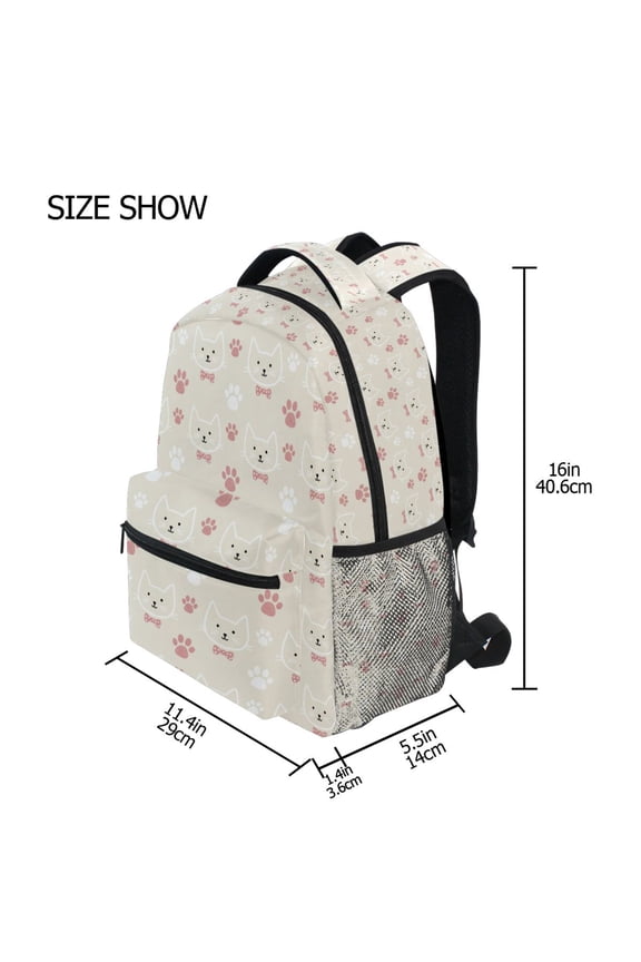 BZSMCE Backpack Schoolbag 15L/18L 2-SIZE Pink Cat Paws Pattern Pattern For the Backbags