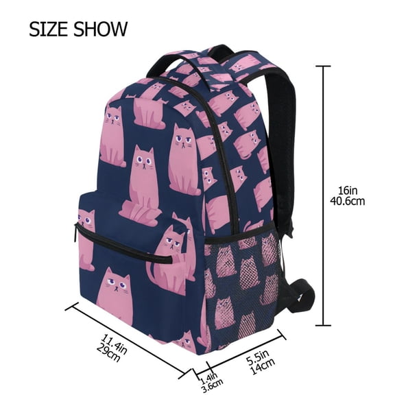 BZSMCE Backpack Schoolbag 15L/18L 2-SIZE Pink Kitten Pattern Pattern For the Backbags