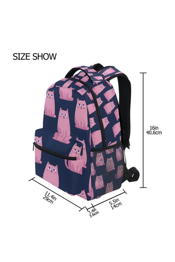 BZSMCE Backpack Schoolbag 15L/18L 2-SIZE Pink Kitten Pattern Pattern For the Backbags