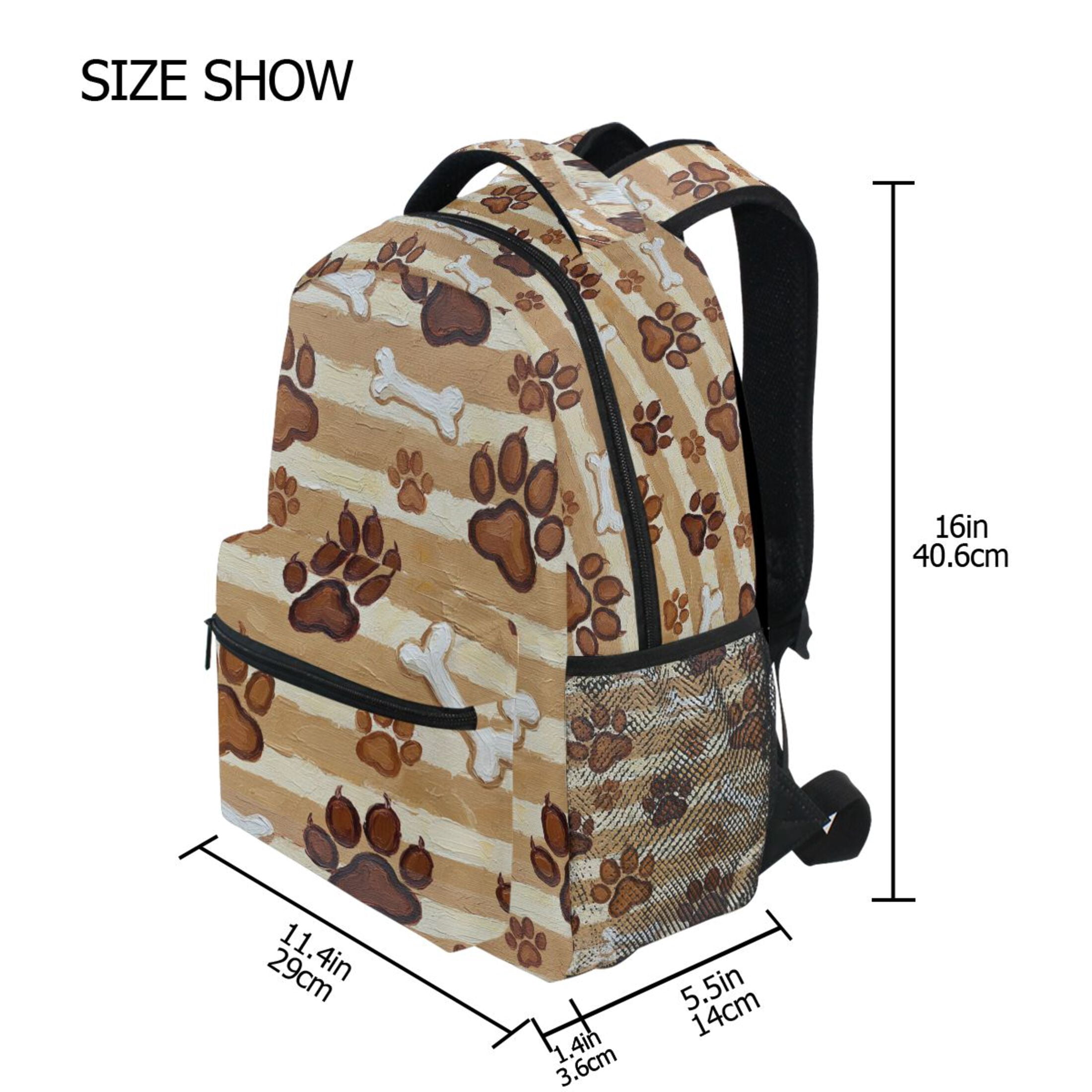 BZSMCE Backpack Schoolbag 15L/18L 2-SIZE Playful Paw Marks Beige ...