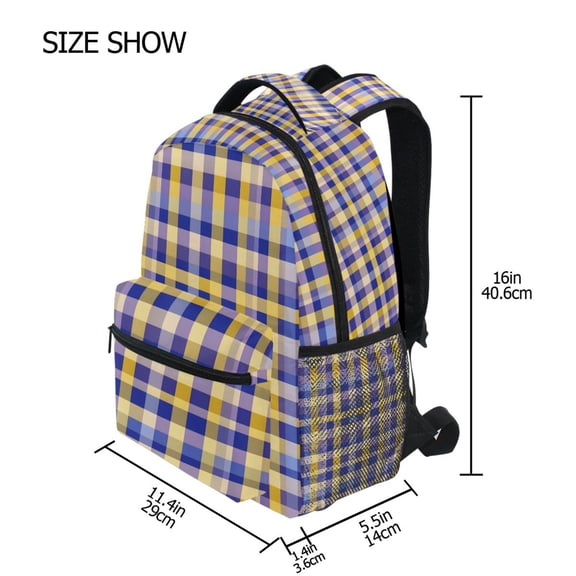 BZSMCE Backpack Schoolbag 15L/18L 2-SIZE Purple Plaid Pattern Pattern For the Backbags