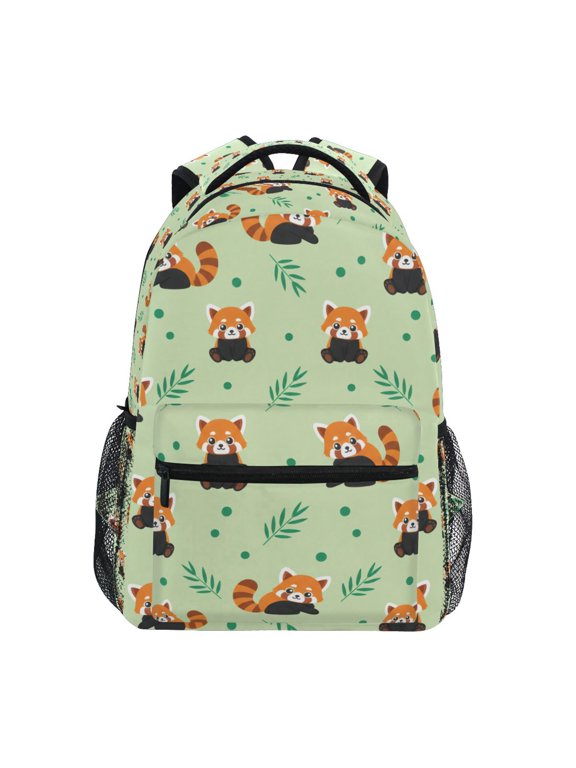 BZSMCE Backpack Schoolbag 15L/18L 2-SIZE Red Panda Leaves Pattern Pattern Pattern For the Backbags