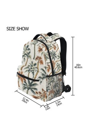 BZSMCE Backpack Schoolbag 15L/18L 2-SIZE Sharpes Palm Tree Pattern Pattern For the Backbags