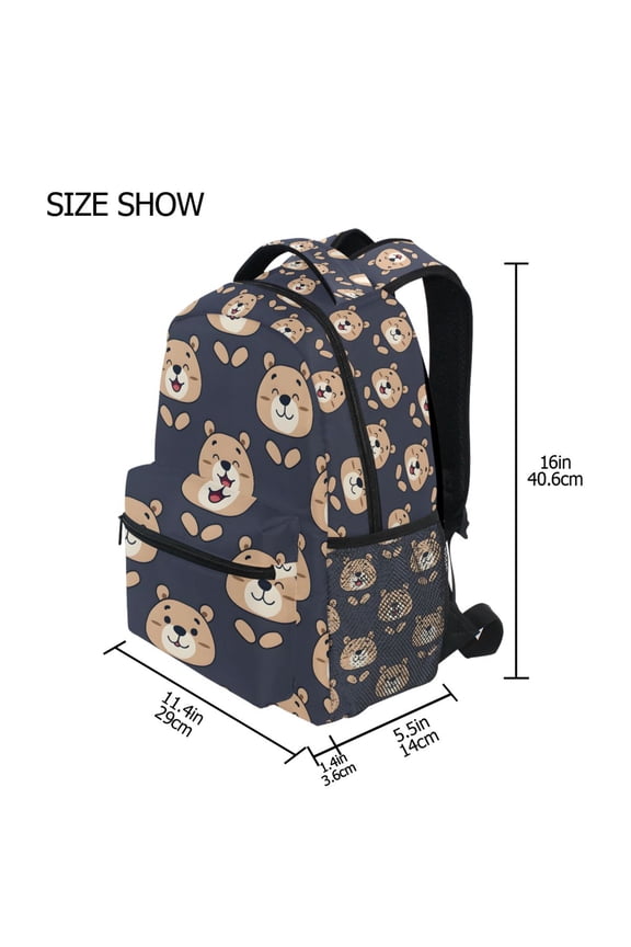 BZSMCE Backpack Schoolbag 15L/18L 2-SIZE Smiling Bear Pattern Pattern For the Backbags