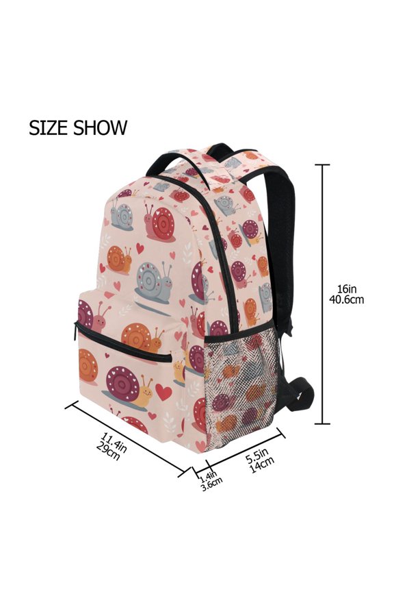 BZSMCE Backpack Schoolbag 15L/18L 2-SIZE Snail and Starfish Pattern Pattern Pattern For the Backbags