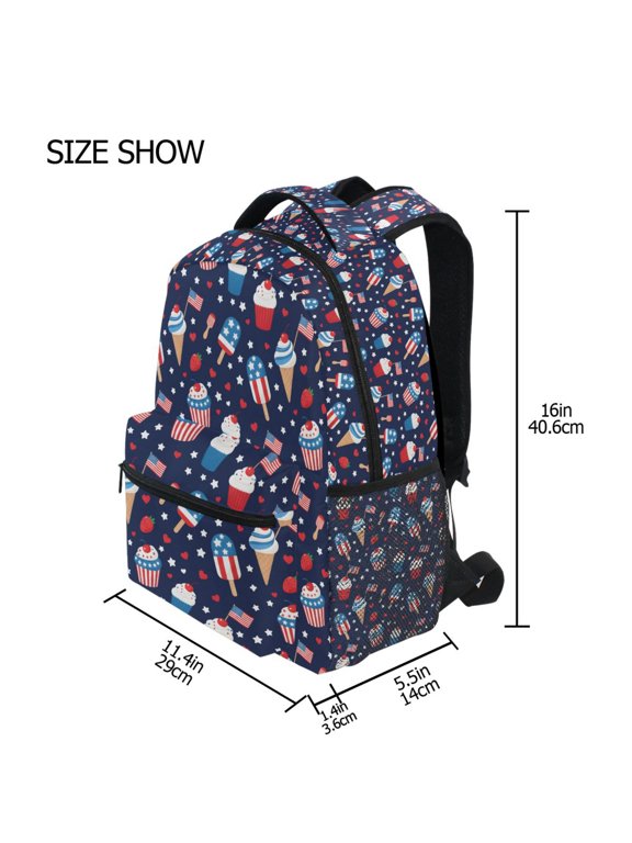 BZSMCE Backpack Schoolbag 15L/18L 2-SIZE Strawberry Ice Cream Pattern Pattern Pattern For the Backbags