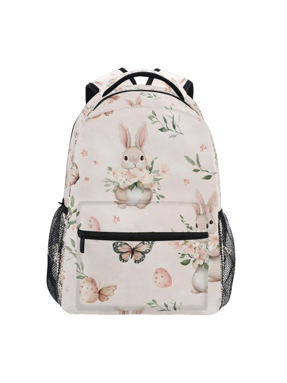 BZSMCE Backpack Schoolbag 15L/18L 2-SIZE Sweet Watercolor Rabbit Pattern Pattern Pattern For the Backbags