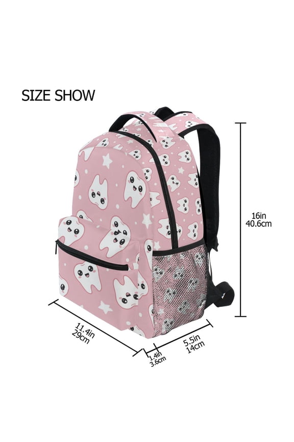 BZSMCE Backpack Schoolbag 15L/18L 2-SIZE Teeth Glitter Stars Pattern Pattern For the Backbags