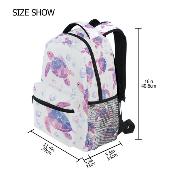 BZSMCE Backpack Schoolbag 15L/18L 2-SIZE Turtle Bubble Pattern Pattern For the Backbags