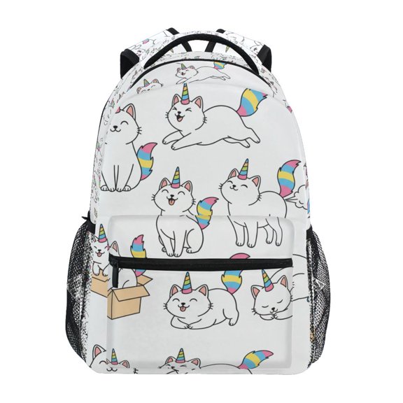 BZSMCE Backpack Schoolbag 15L/18L 2-SIZE Unicorn Cat Pattern Pattern For the Backbags