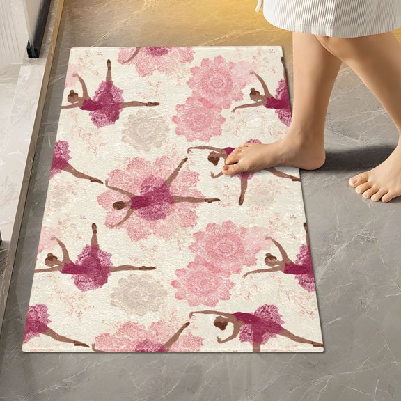 BZSMCE Ballet Dancer Mandala Pattern Pattern 2-Piece Non-Slip Absorbent Bathroom Rug Set, Soft Bath Mat & Toilet Rug
