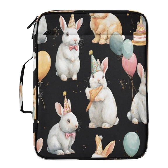 BZSMCE Balloon Birthday Hat Rabbit Pattern Pattern Water-Resistant Filing Folder Binder Organizer Keeper 1.2 Inch 3-Ring 7-Pocket Expanding File