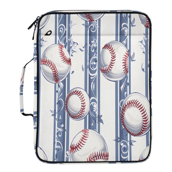BZSMCE Baseball Blue and White Vertical Stripes Pattern Pattern Water-Resistant Filing Folder Binder Organizer Keeper 1.2 Inch 3-Ring 7-Pocket Expanding File