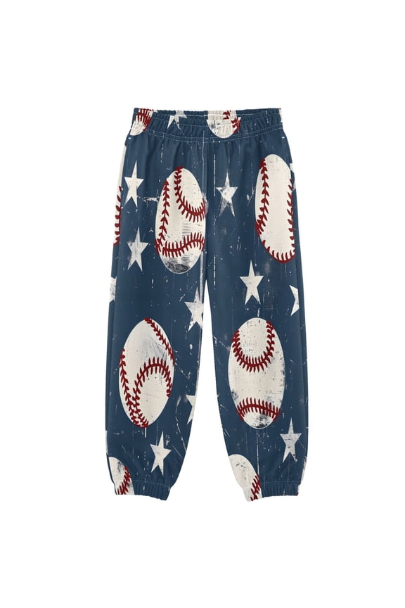 BZSMCE Baseball Print Elastic Waist Jogger Pants Lightweight Wind Resistant Casual Athletic Trousers with Cuffed Ankles & Side Pockets