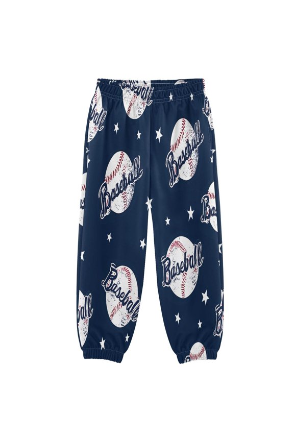 BZSMCE Baseball Star Pattern Print Elastic Waist Jogger Pants Lightweight Wind Resistant Casual Athletic Trousers with Cuffed Ankles & Side Pockets
