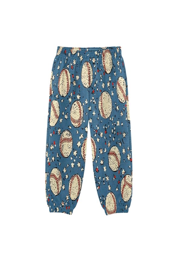 BZSMCE Baseball Stars Pattern Print Elastic Waist Jogger Pants Lightweight Wind Resistant Casual Athletic Trousers with Cuffed Ankles & Side Pockets