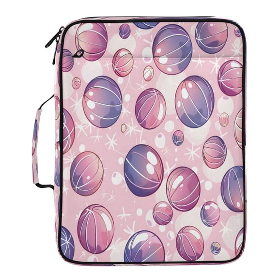 BZSMCE Basketball Purple Pink Gradient Pattern Pattern Water-Resistant Filing Folder Binder Organizer Keeper 1.2 Inch 3-Ring 7-Pocket Expanding File