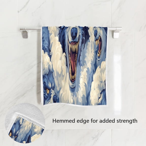 BZSMCE Bath Towel 30 X 15 in Soft Towel Blue Wolf Pattern Design Pattern