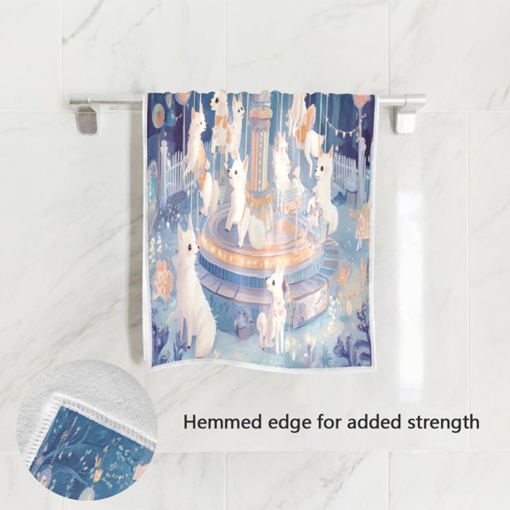 BZSMCE Bath Towel 30 X 15 in Soft Towel Cartoon White Fox Design Pattern