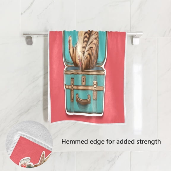 BZSMCE Bath Towel 30 X 15 in Soft Towel Cat Site Box Design Pattern