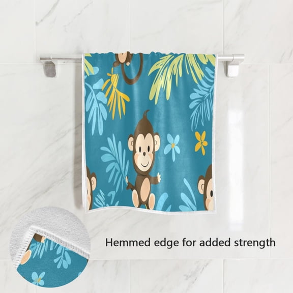 BZSMCE Bath Towel 30 X 15 in Soft Towel Cut Monkey Design Pattern