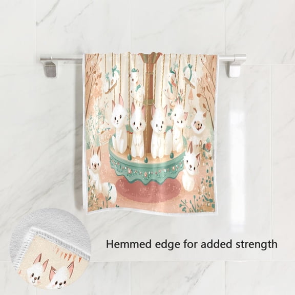 BZSMCE Bath Towel 30 X 15 in Soft Towel Cute White Fox Design Pattern
