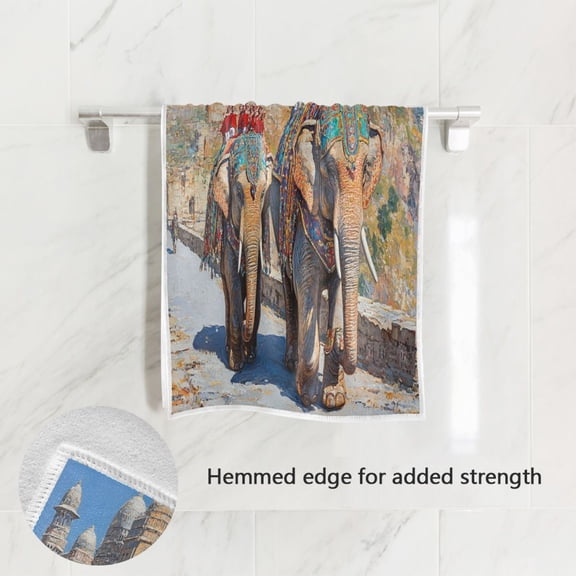 BZSMCE Bath Towel 30 X 15 in Soft Towel Elephant Taking People Design Pattern