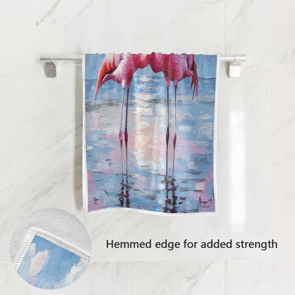 BZSMCE Bath Towel 30 X 15 in Soft Towel Flamingos under The Sky Design Pattern