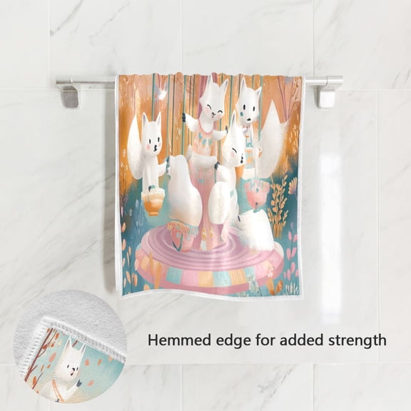 BZSMCE Bath Towel 30 X 15 in Soft Towel Happy White Fox Design Pattern