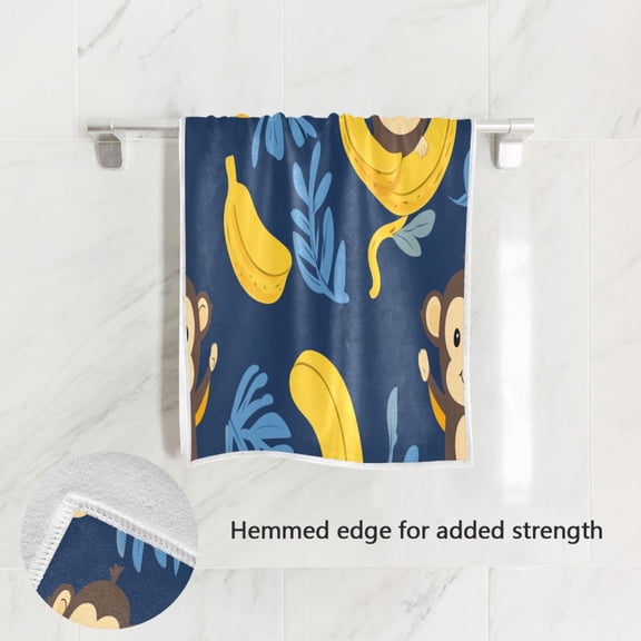 BZSMCE Bath Towel 30 X 15 in Soft Towel Monkeies Eat Banana Design Pattern
