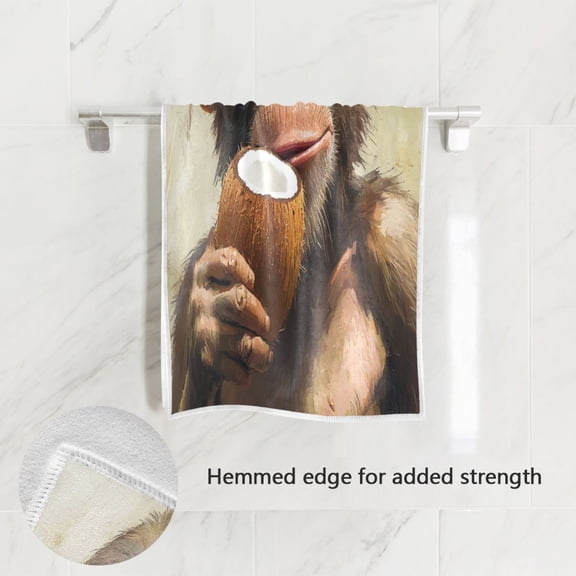 BZSMCE Bath Towel 30 X 15 in Soft Towel Monkey Drinking Coconut Design Pattern