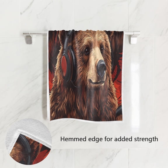 BZSMCE Bath Towel 30 X 15 in Soft Towel Music Bear Design Pattern