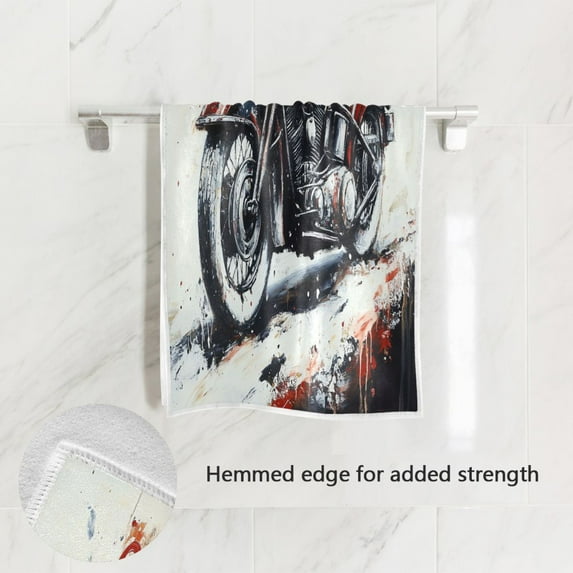 BZSMCE Bath Towel 30 X 15 in Soft Towel Retro Motorcycle Plainting Design Pattern