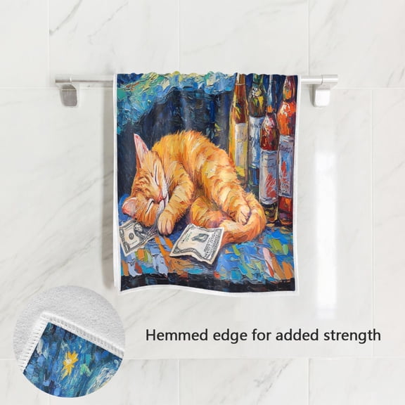BZSMCE Bath Towel 30 X 15 in Soft Towel Sleeping Cat Printing Design Pattern