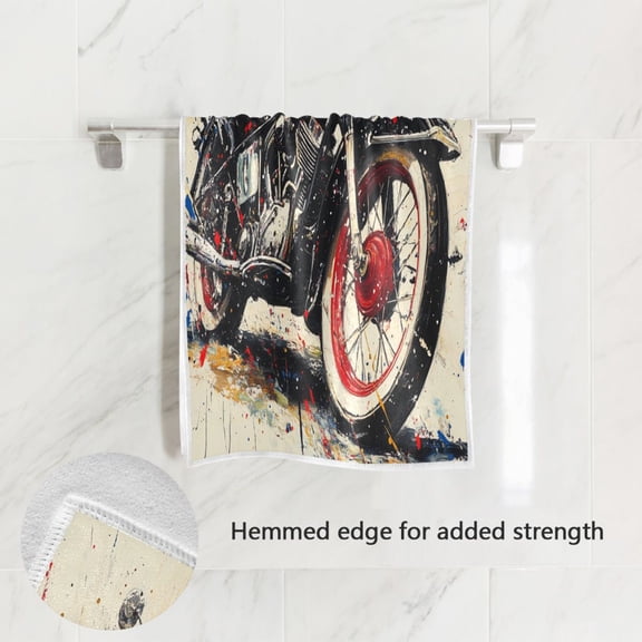 BZSMCE Bath Towel 30 X 15 in Soft Towel Watercolor Motorcycle Design Pattern