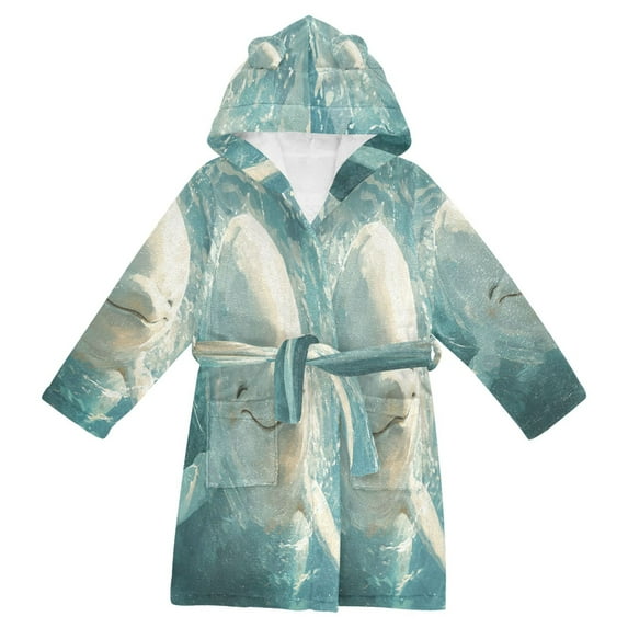 BZSMCE Bathrobes Belt Hooded Blissful Beluga Creative Pattern