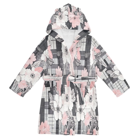 BZSMCE Bathrobes Belt Hooded Blush and Bloom Mosaic Creative Pattern