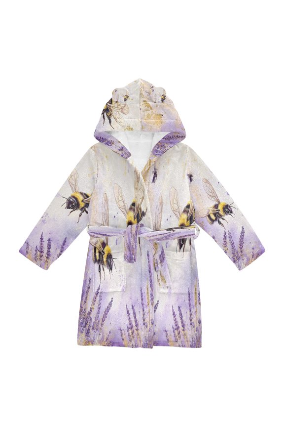 Bathrobes Belt Hooded Buzzing in Bloom Creative Pattern