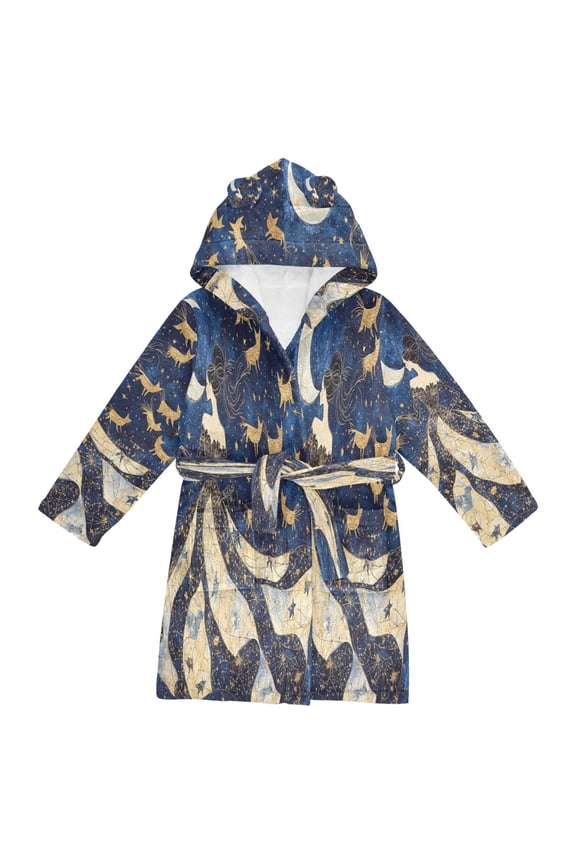 Bathrobes Belt Hooded Celestial Dreams Creative Pattern