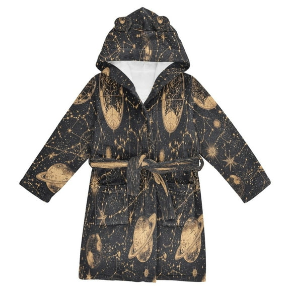 BZSMCE Bathrobes Belt Hooded Celestial Dreamscape Creative Pattern