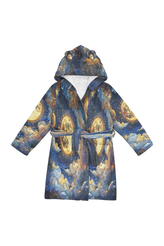 Bathrobes Belt Hooded Celestial Whispers Creative Pattern
