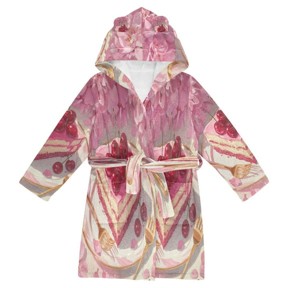 BZSMCE Bathrobes Belt Hooded Cherry Blossom Delight Creative Pattern