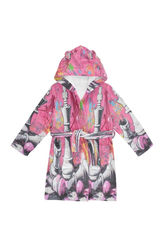 Bathrobes Belt Hooded Chess Pieces in Chaos Creative Pattern
