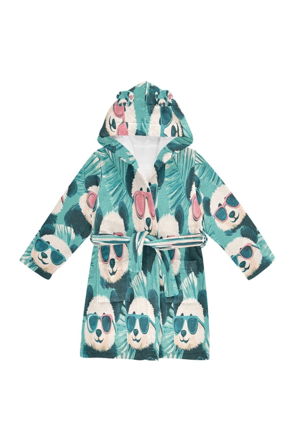 Bathrobes Belt Hooded Chillin' Pandas in Shades Creative Pattern
